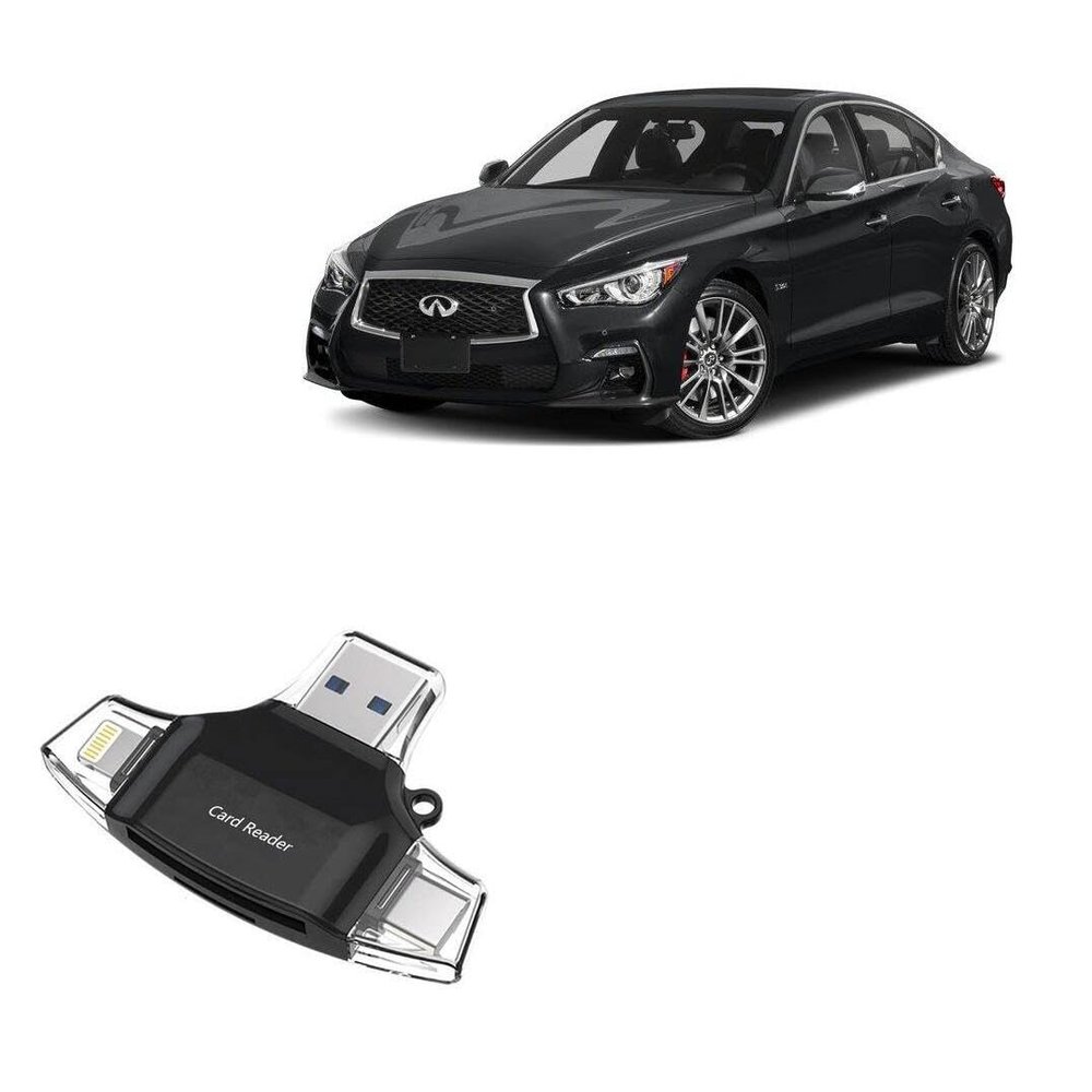 BoxWave Smart Gadget Compatible with Infiniti 2020 Q50 Display (Upper 8 in) - AllReader SD Card Reader, microSD Card Reader SD Compact USB - Jet Black