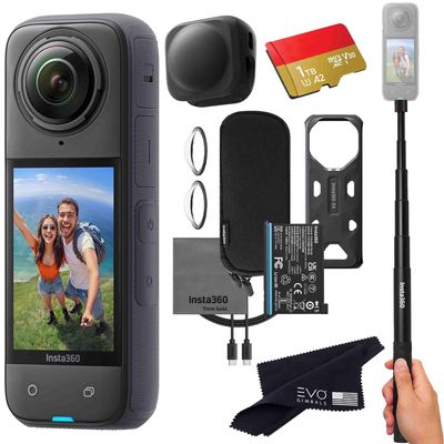 Insta360 X4 Basic Bundle-8K Waterproof 360 Action Camera with 1/2" 48MP Sensors, 8K 360 HDR Video, 72MP 360 Photo, 4K Single-Lens |Bundle Includes Selfie Stick, Lens Cap (1TB)