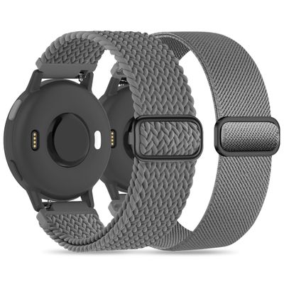 2 Pack Nylon Bands Compatible With Garmin Vivoactive 6/5/3/Forerunner 570 42mm/165/55/645/245 Music Watch Band, 20mm Soft Elastic Nylon Bands Replacement for Garmin Venu/Venu Sq/Venu Sq 2 Women Men