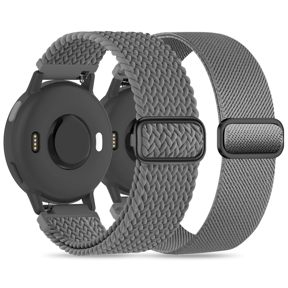 2 Pack Nylon Bands Compatible With Garmin Vivoactive 6/5/3/Forerunner 570 42mm/165/55/645/245 Music Watch Band, 20mm Soft Elastic Nylon Bands Replacement for Garmin Venu/Venu Sq/Venu Sq 2 Women Men