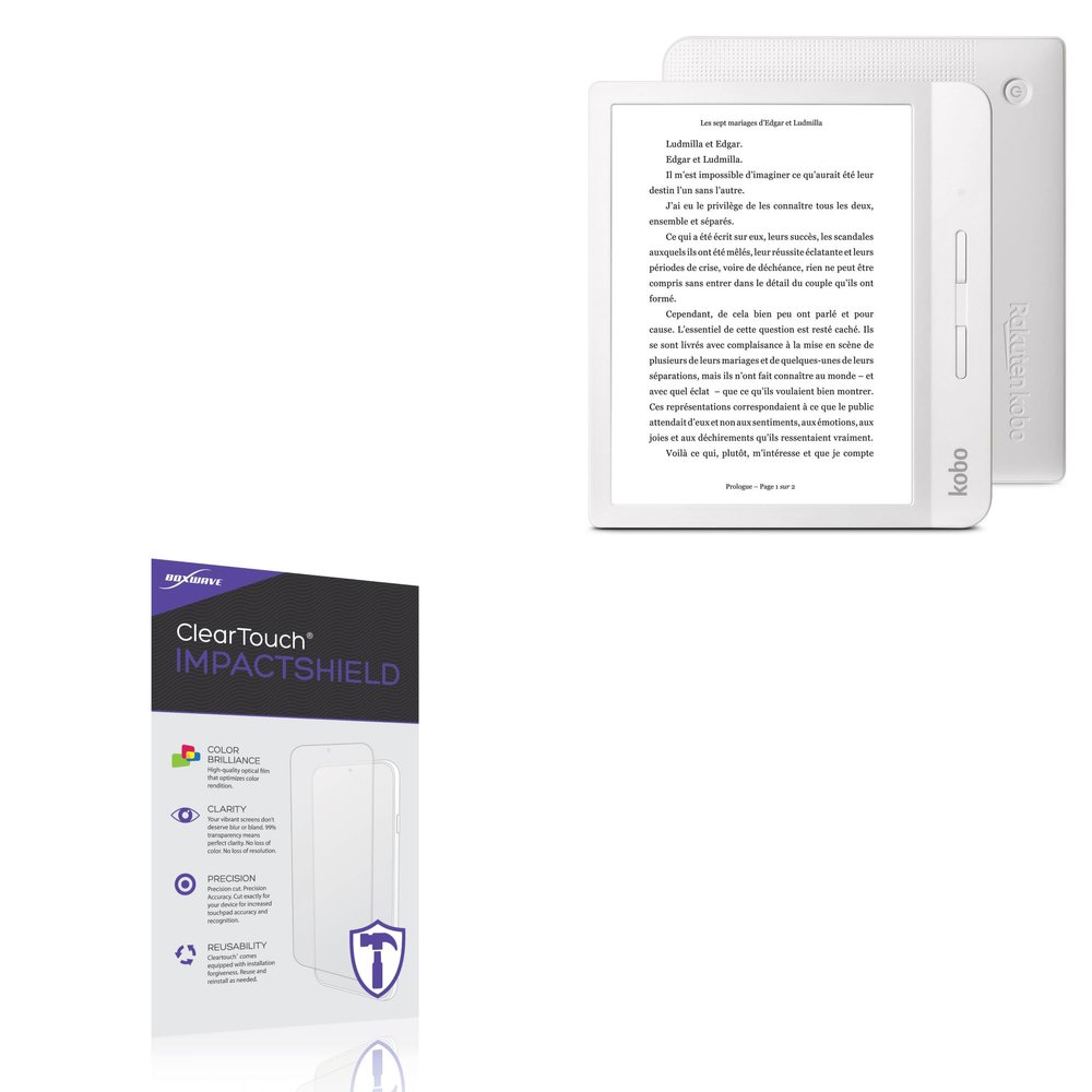 BoxWave Screen Protector Compatible with Kobo Libra H2O - ClearTouch ImpactShield (2-Pack), Impenetrable Screen Protector Flexible Film