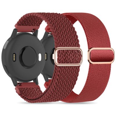 2 Pack Nylon Bands Compatible With Garmin Vivoactive 6/5/3/Forerunner 570 42mm/165/55/645/245 Music Watch Band, 20mm Soft Elastic Nylon Bands Replacement for Garmin Venu/Venu Sq/Venu Sq 2 Women Men