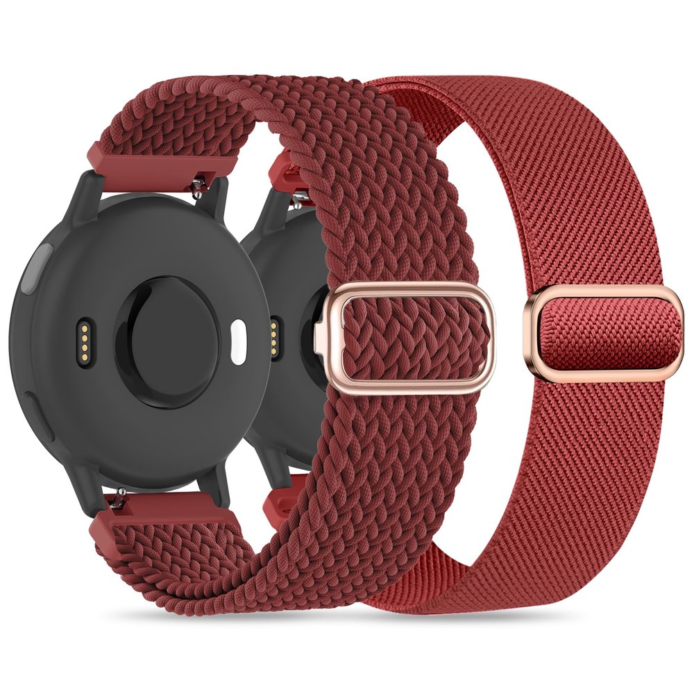 2 Pack Nylon Bands Compatible With Garmin Vivoactive 6/5/3/Forerunner 570 42mm/165/55/645/245 Music Watch Band, 20mm Soft Elastic Nylon Bands Replacement for Garmin Venu/Venu Sq/Venu Sq 2 Women Men
