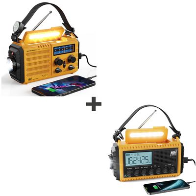 Weather Radio Raynic 5000 Solar Hand Crank Emergency Radio 5 Ways Powered AM/FM/SW/NOAA Weather Alert Portable Radio with Flashlight, Reading Lamp