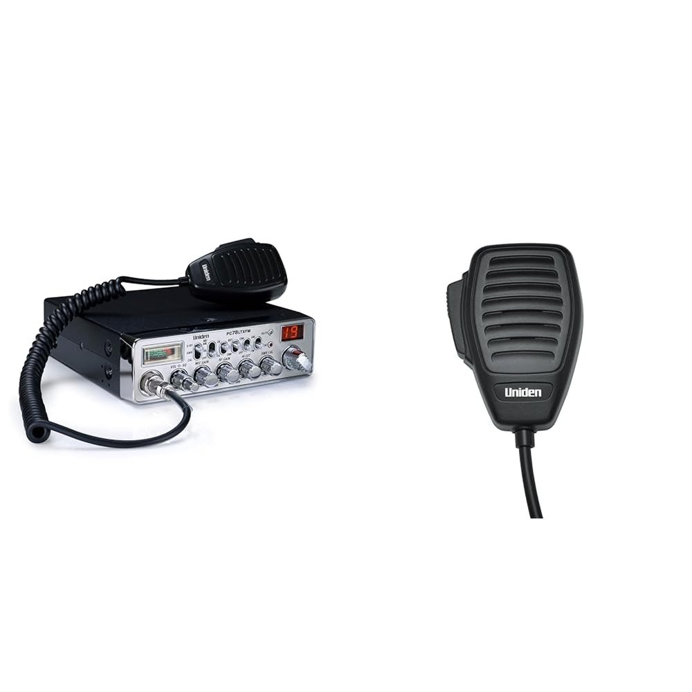Uniden PC78LTXFM 40-Channel CB Radio and BC645 4-Pin Microphone Replacement for CB Radios Bundle