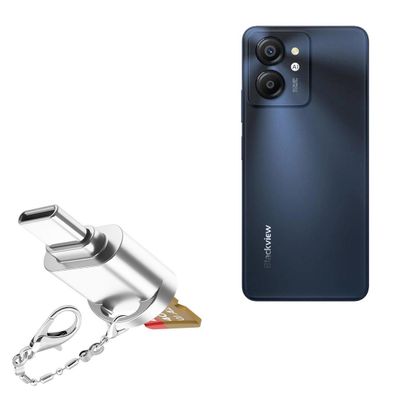BoxWave Adapter Compatible with Blackview Color 8 - Micro SD Card miniReader, USB Type-C OTG Reader USB3.0 Adapter Keychain - Metallic Silver