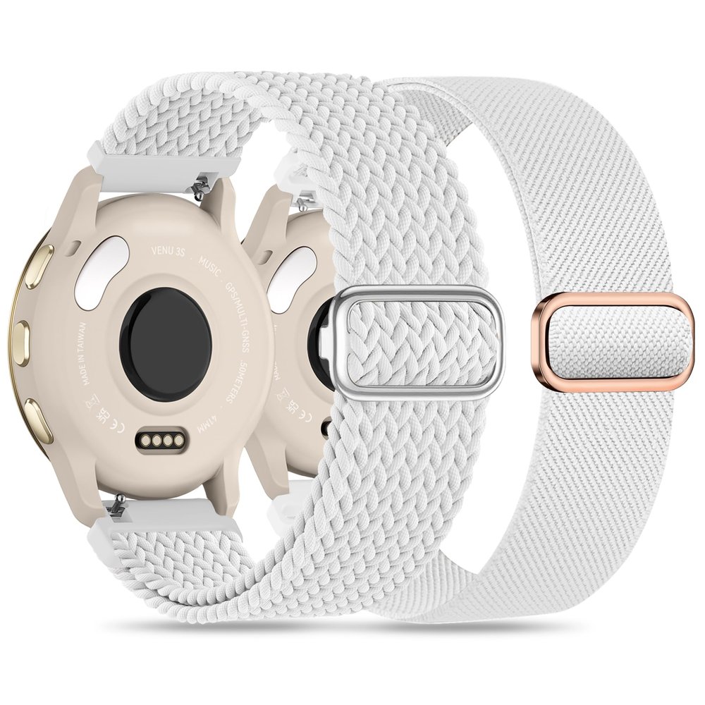 Laband 18mm Braided Stretchy Nylon Watch Band Compatible with Garmin Venu 2S/Venu 3S/Venu 4 41mm/Vivoactive 4S/Vivomove 3S/Forerunner 255S/Forerunner 265S,Quick Release Loop Soft Strap for Women Men