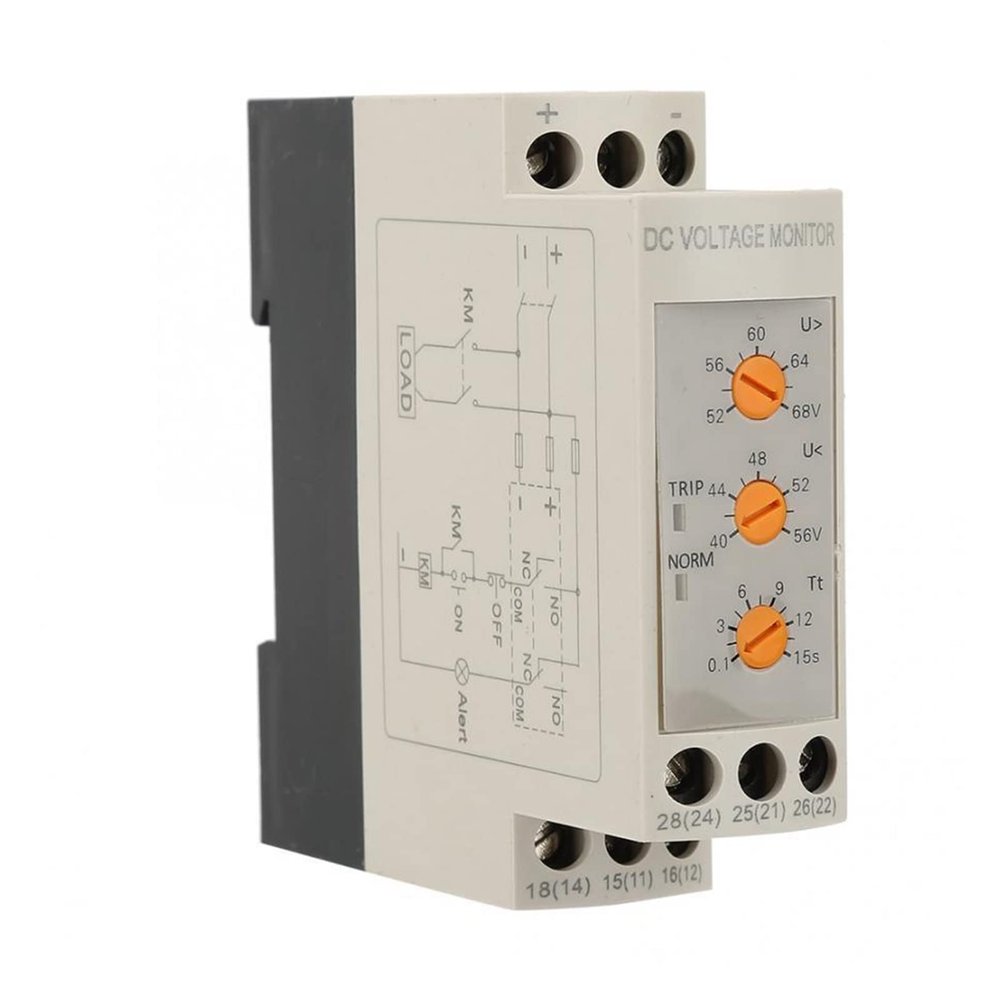 POWTAXBJGD Circuit Breaker DIN Rail Adjustable via Voltage and undervoltage Protection DC 12V / 24V / 36V / 48V DVDR Voltage Relay of The Voltage Protection Device (Size : DC 24V)