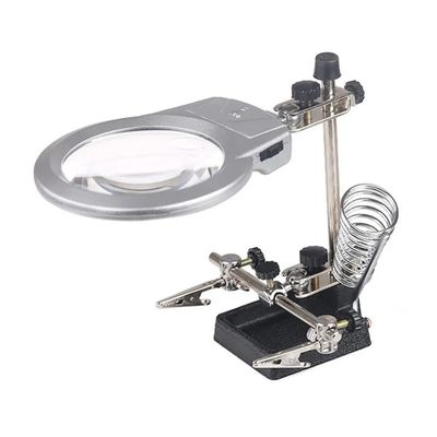 ZTBH Microscope Accessories Kit 2.5X 6X Desktop Magnifier Welding Magnifying Glass with LED Light Auxiliary Clip Loupe Third Hand Soldering Repair Tool Microscope Slides