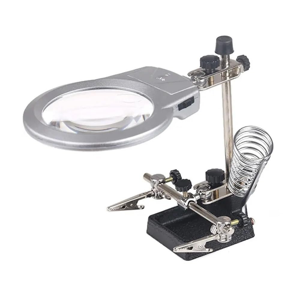 ZTBH Microscope Accessories Kit 2.5X 6X Desktop Magnifier Welding Magnifying Glass with LED Light Auxiliary Clip Loupe Third Hand Soldering Repair Tool Microscope Slides