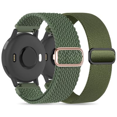 2 Pack Nylon Bands Compatible With Garmin Vivoactive 6/5/3/Forerunner 570 42mm/165/55/645/245 Music Watch Band, 20mm Soft Elastic Nylon Bands Replacement for Garmin Venu/Venu Sq/Venu Sq 2 Women Men