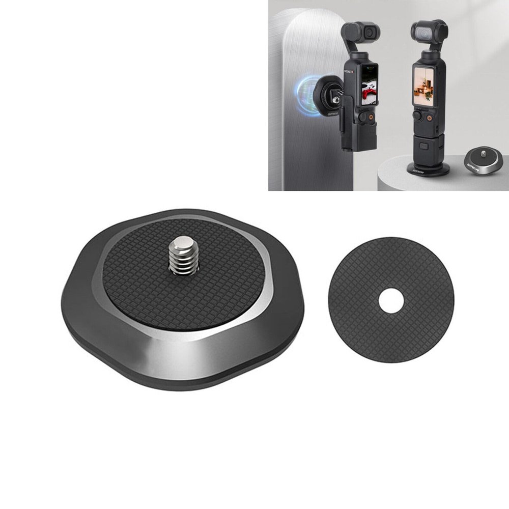 DirectNine Basics Magnetic Camera Mount Base Stand with 1/4 Thread Compatible for DJI Osmo Pocket 3/2 / Go3,Expanded Adapter Steering Mount Bracket, Black