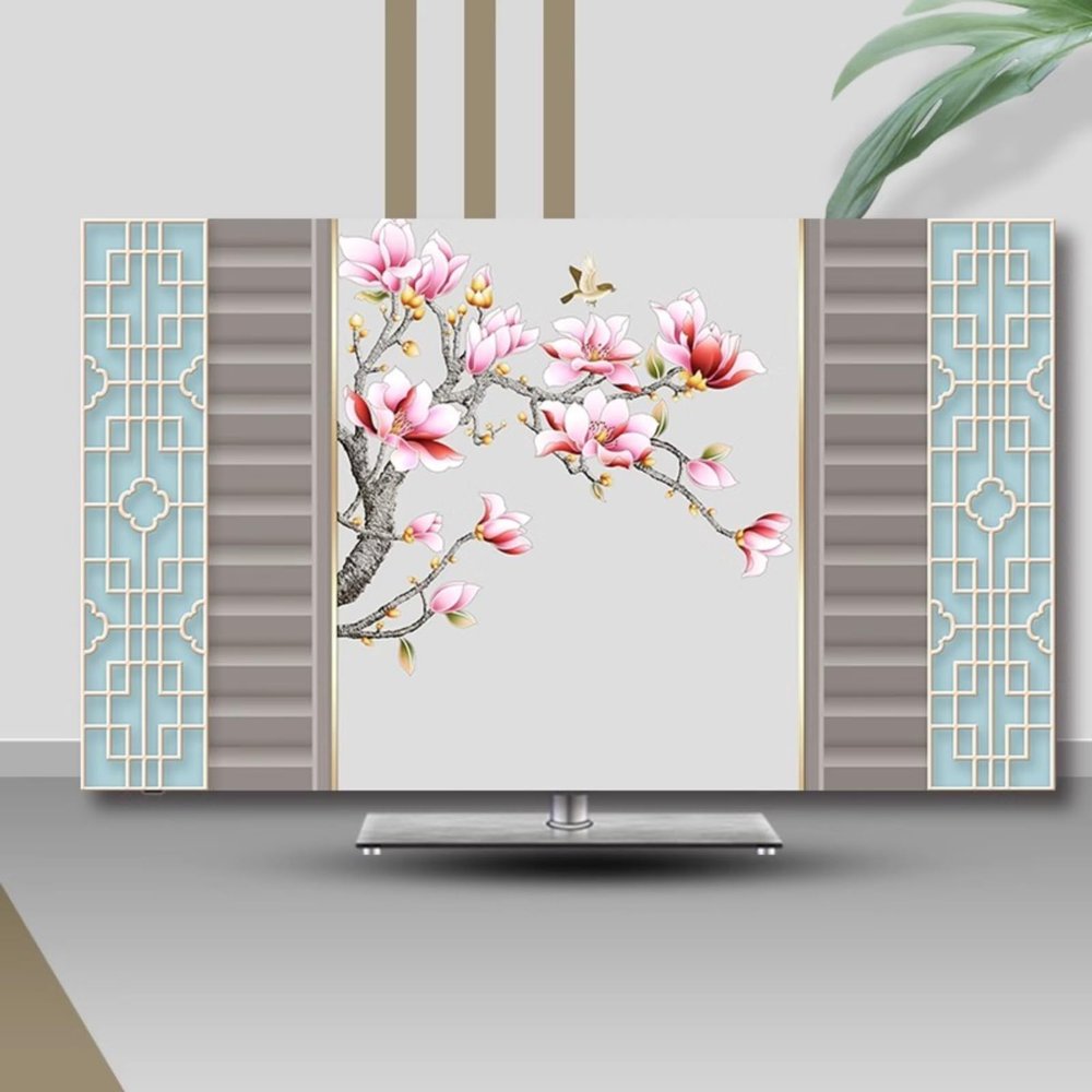 ABANO Universal Indoor LCD TV Dust Cover, 32-85in Stretchable TV Screen Protector for Curved Table Hanging LED Dustproof Slipcover Bedroom Living Room Decoration TV Set Cover