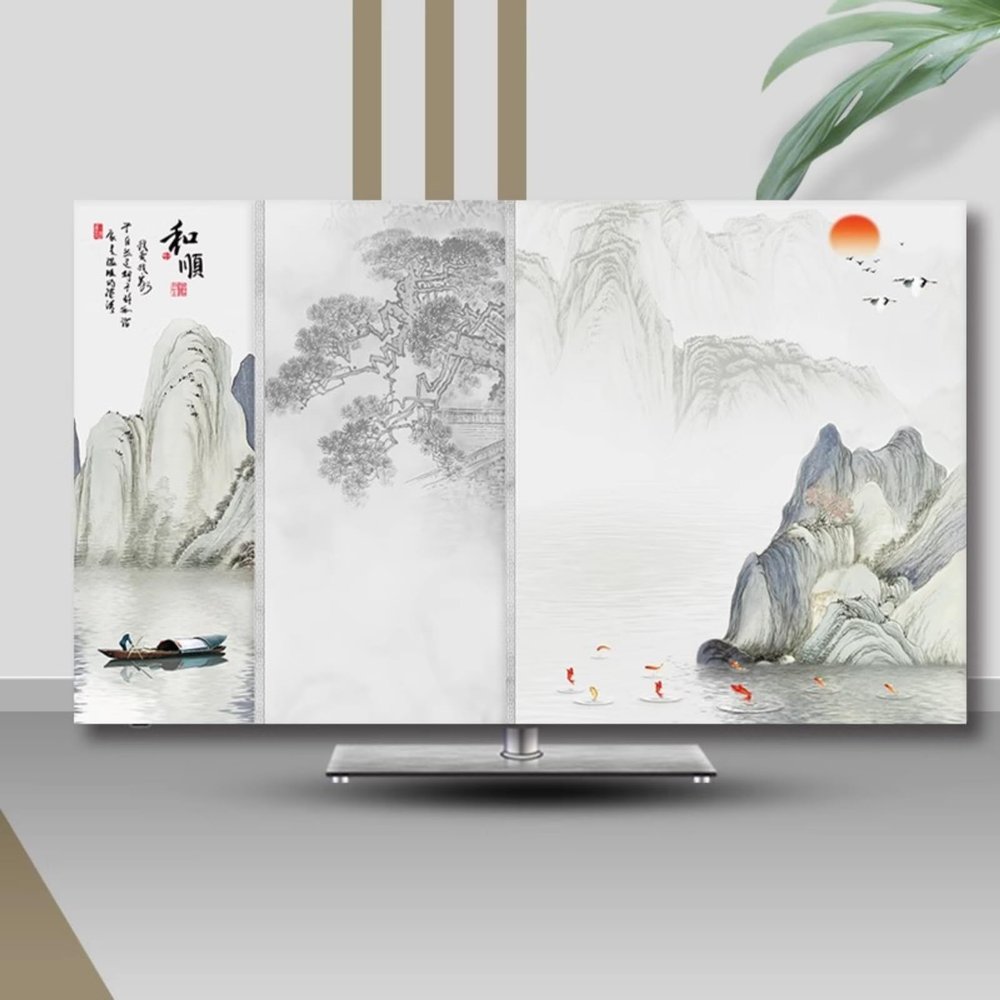 ABANO Universal Indoor LCD TV Dust Cover, 32-85in Stretchable TV Screen Protector for Curved Table Hanging LED Dustproof Slipcover Bedroom Living Room Decoration TV Set Cover