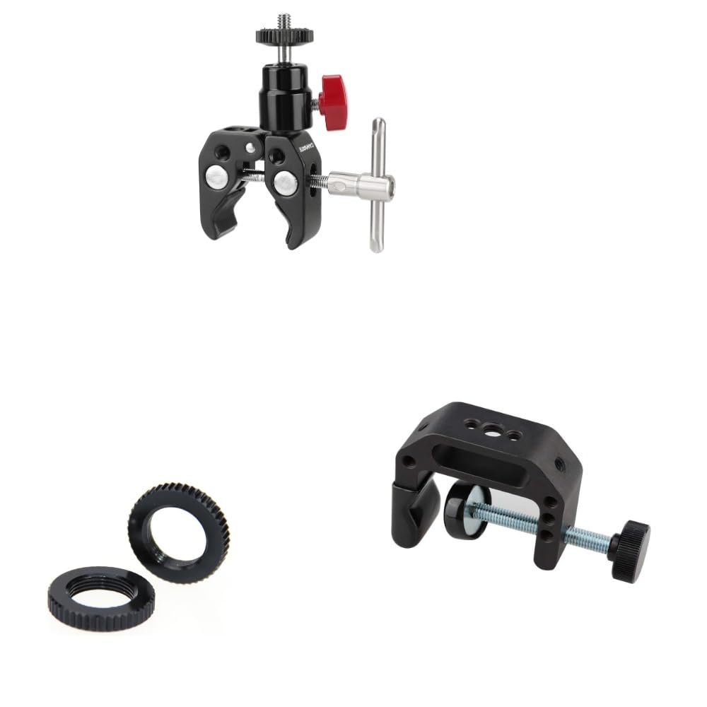 CAMVATE Super Clamp Articulated Mini Ball Head + Universal C-Clamp + 5/8"-27 Dual Lock Nuts