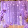 10ft x 10ft Lavender Tulle Photo Backdrop Curtain with Lights String for Parties Wedding Bridal Shower Sheer Lavender Curtain Backdrop for Birthday Baby Shower Photo Booth Photography view 4
