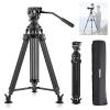 VIJIM TT48 Camera Tripod, 64inch Professional Heavy Duty Tripod for Camera with 360 Fluid Head, Friction Damping, Mid Level Spreader, Compatible with Canon Nikon DSLR Camera Camcorder, Max Load 22lb view 1