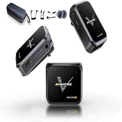 AVMATRIX WM12 Single Mini Wireless Microphone System, Includes: 1 Transmitters + 1 Receiver, Remote Wireless Connection, Up to 2-Channel Audio Pick Up, Two-Channel Audio Output USB Output