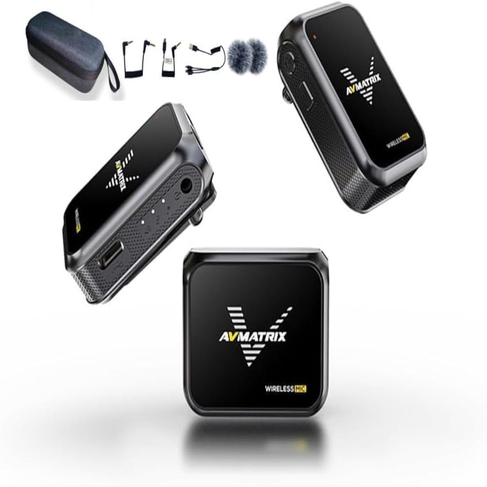 AVMATRIX WM12 Single Mini Wireless Microphone System, Includes: 1 Transmitters + 1 Receiver, Remote Wireless Connection, Up to 2-Channel Audio Pick Up, Two-Channel Audio Output USB Output