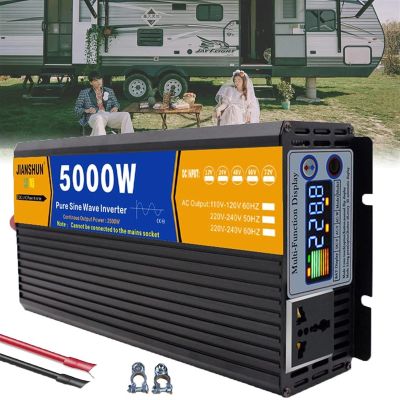 Pure Sine Wave Inverter 4000W 5000W 6000W Power Inverter 12V 24V 48V 60V 72V to 110V 230V 240V AC Car Transformer Voltage Converter AC Outlets AC Port with LCD Display for RV Truck Car (Color : 5000W