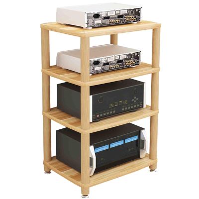 Home Professional Amplifier Rack HiFi Speaker Equipment Cabinet Multi-Functional Solid Wood Multi-Layer Audio Cabinet Does not Hurt The Floor Good Heat Dissipation Effect (Color : Log Colour, Size :
