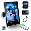 2+64G Android 10.4 inch Rotatable Touchscreen Single Din Car Stereo Wireless Carplay Android Auto Bluetooth GPS Navigation Head Unit WiFi Mirror Link 50UI FM RDS Dual USB EQ SWC AHD Backup Camera MIC view 1