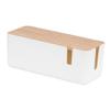Homoyoyo Cable Organizer Box with Bamboo Lid Durable Cable Management for Power Strips Chargers and Cords Stylish Storage for Use view 1