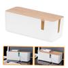 Homoyoyo Cable Organizer Box with Bamboo Lid Durable Cable Management for Power Strips Chargers and Cords Stylish Storage for Use view 2