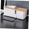Homoyoyo Cable Organizer Box with Bamboo Lid Durable Cable Management for Power Strips Chargers and Cords Stylish Storage for Use view 3
