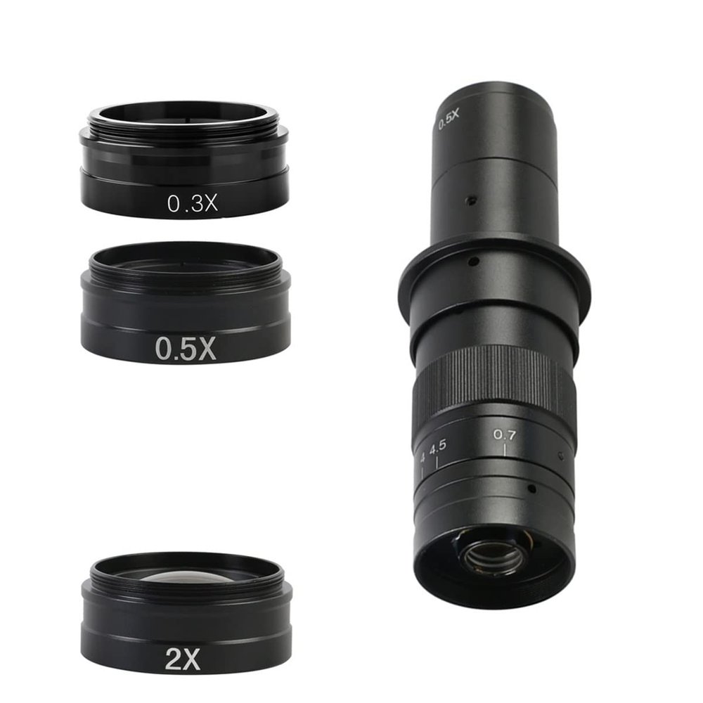 JOEBO Microscope Kit 0.5X 0.7X 1.0X 2.0X Digital Microscope for Electronics Camera 180X 130X Multiples Adjustable Focus Microscope Lens Adapters (Color : 180X 3 Objectives)