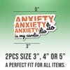 2pcs Kindness Stickers Kindness Decals Anxiety is My Cardio Vinyl Stickers, Weather-Resistant Sticker for Water Bottles Laptop Window Car 2pcs Size 3" view 2