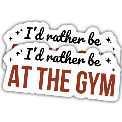 2pcs Workout Stickers Gymer Decals I'd Rather Be at The Gym Vinyl Stickers, Weather-Resistant Sticker for Water Bottles Laptop Window Car 2pcs Size 3"