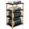 Home Professional Amplifier Rack HiFi Speaker Equipment Cabinet Multi-Functional Solid Wood Multi-Layer Audio Cabinet Do not Hurt The Equipment Bearing Strong Gravity (Color : Black, Size : 4st floo view 1