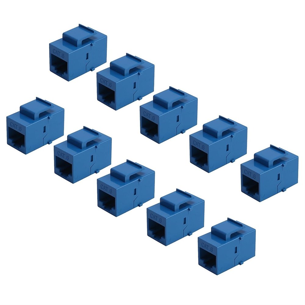10Pcs RJ45 Connector Compatible With Keystone Jack Cat6 Extension Coupler Ethernet Network LAN Cat 6 Coupler Jacks Extend Adapter,Blue