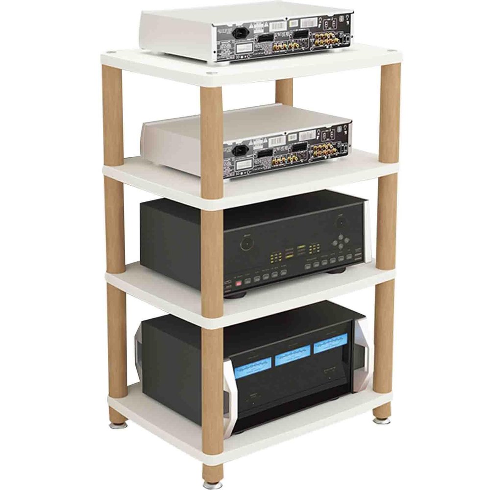Professional Amplifier Stand HiFi Speaker Equipment Cabinet Solid Wood Multi-Layer Audio Cabinet Modern Light Luxury Audio Stand Safe Environmental Protection Beautiful and Durable (Color : White, S