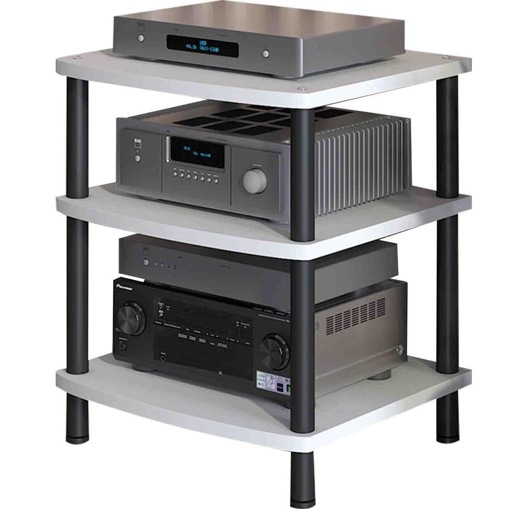 Professional Amplifier Rack HiFi Speaker Equipment Cabinet Multi-Functional Multi-Layer Audio Cabinet High Heat Dissipation Capacity Safe and odourless Structural Stability (Color : White, Size : 3s