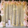 10ft x 10ft Champagne Tulle Backdrop Curtain with Lights String for Parties Wedding Bridal Shower Sheer Champagne Curtain Backdrop for Birthday Party Baby Shower Photo Booth Decorations view 4