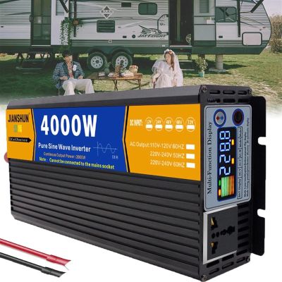 Pure Sine Wave Inverter 4000W 5000W 6000W Power Inverter 12V 24V 48V 60V 72V to 110V 230V 240V AC Car Transformer Voltage Converter AC Outlets AC Port with LCD Display for RV Truck Car (Color : 4000W
