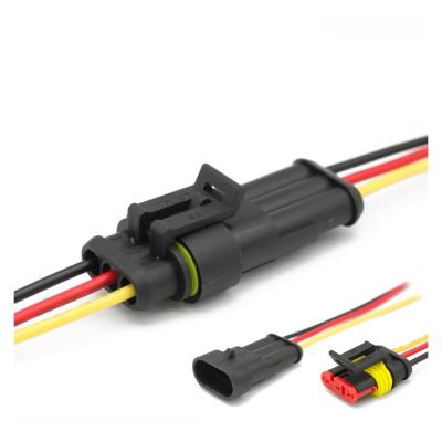 BUIEX 1 2 3 4 5 6 Pin AMP Tyco Auto Waterproof Electrical Connector Car Xenon Lam Plug Super Seal Female Male Wire Harness (Color : 3P Female Male, Size : 1 Pc with 15cm 18AWG)