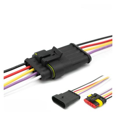 BUIEX 1 2 3 4 5 6 Pin AMP Tyco Auto Waterproof Electrical Connector Car Xenon Lam Plug Super Seal Female Male Wire Harness (Color : 5P Female Male, Size : 1 Pc with 15cm 18AWG)