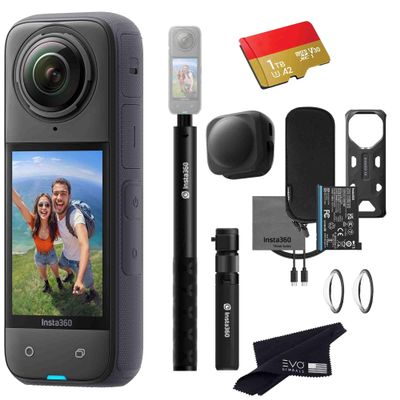 Insta360 X4 Bullet Time Bundle- Waterproof 360 Action Camera with 1/2"" 48MP Sensors, 8K 360 HDR Video, 72MP 360 Photo, |Bundle Includes Bullet Time, Lens Cap (1TB), Black