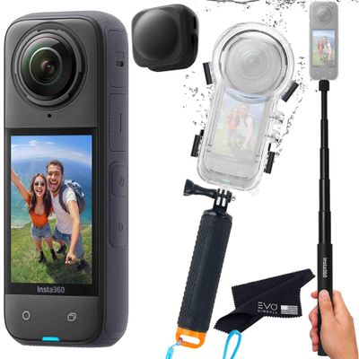 Insta360 X4 Dive Bundle- Waterproof 360 Action Camera with 1/2" 48MP Sensors, 8K 360 HDR Video, 72MP 360 Photo |Bundle Includes Selfie Stick, Floating Grip, Lens Cap
