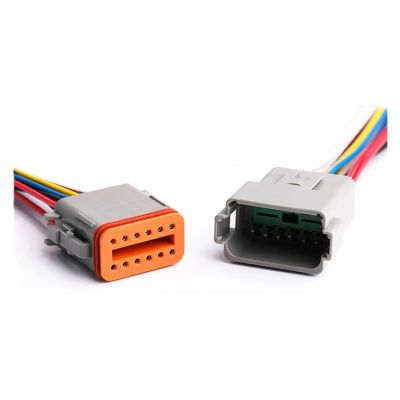 BUIEX Deutsch DT Connector 2 3 4 6 8 12 Pin Car Sealed Electric Plug Wire Harness Waterproof Male Female with Cable DT06-2S DT04-2P (Color : 12P, Size : 1 Pc with 15cm Wire)
