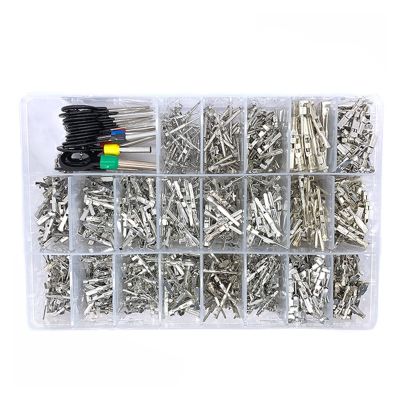 Buxns 1050Pcs 1/1.5/1.8/2.2/2.8/3.5MM Auto Tyco AMP Boschs Deutsch Crimping Wire Female Male Terminal Box with Pin Removal Tool