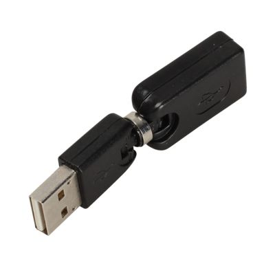CHANNlCY Flexible Swivel Twist Angle 360 Degree Rotating USB 2.0 Adapter QJY99, 0.2m, Black