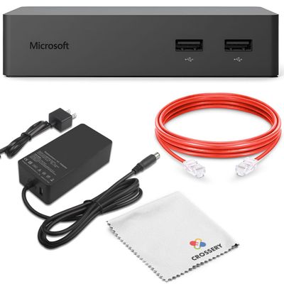Microsoft Surface Dock 1661 Bundle - Includes 90W Power Adapter, Ethernet Cable & Microfiber Cloth - Compatible with Surface Pro 3/4/6/7 & Book