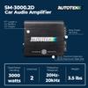 Autotek 3000 Watt 2 Channel Car Audio Amplifier with Bass Knob, High Output Class D Mono Bridged 4 Ohm Stable Input, Street Machine, SM-3000.2D, Black view 4