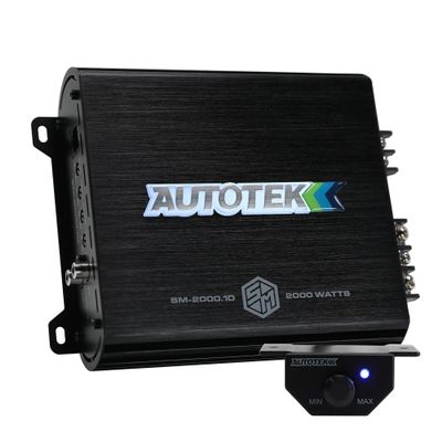 Autotek 2000 Watt 1 Channel Car Audio Amplifier with Bass Knob, High Output Class D Mono Bridged 4 Ohm Stable Input, Street Machine, SM-2000.1, Black