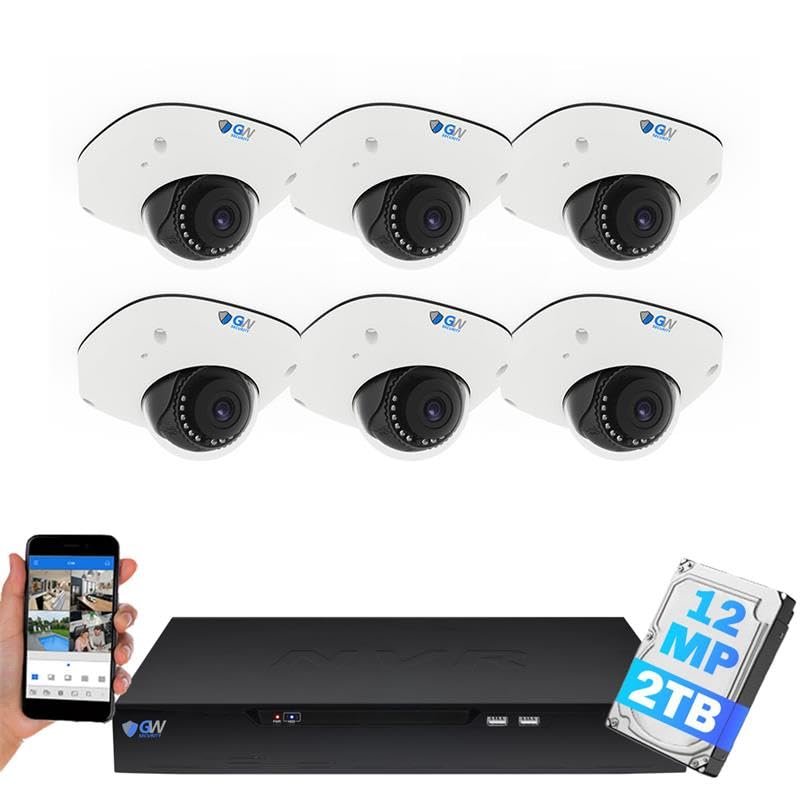 GW Security 8 Channel 12MP 4K @30FPS Face Recognition PoE Security Camera System with 6 x 12MP (4512x2512) IP Color Night Vision Waterproof Microphone AI Dome Cameras, 10 Smart AI Functions
