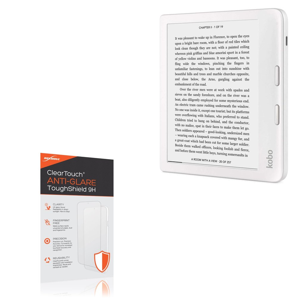 BoxWave Screen Protector Compatible with Kobo Libra 2 - ClearTouch Anti-Glare ToughShield 9H (2-Pack), Anti-Glare 9H Tough Flexible Film Screen Protector